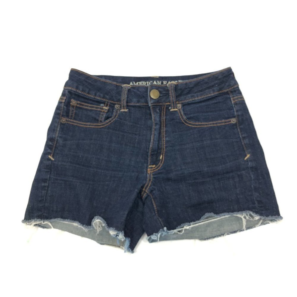 AE Super Stretch Cut Off Raw Hem Denim Shorts‎